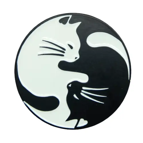 Yin Yang Enamel Cat Pin